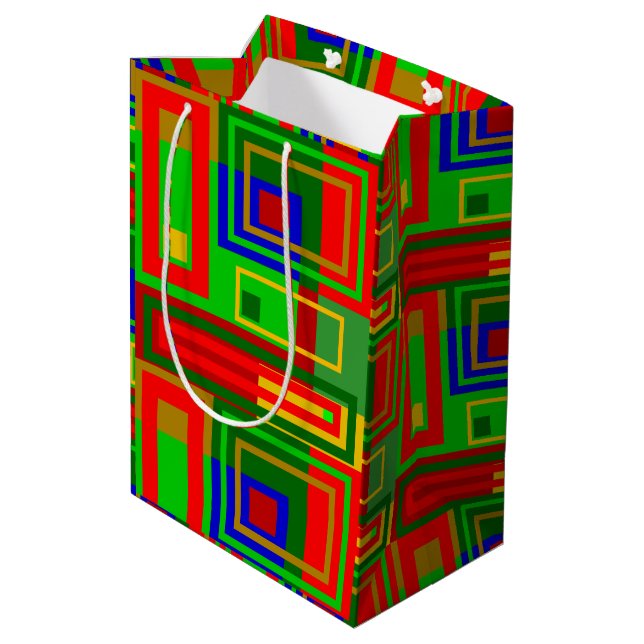 Medium Glossy Colourful Christmas Gift Bag (Back Angled)