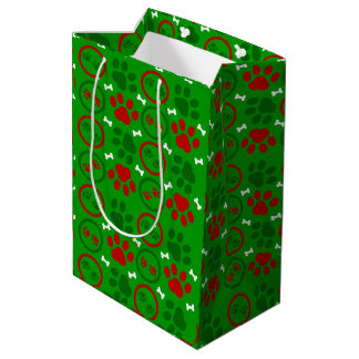 Medium Glossy Green Christmas Gift Bag
