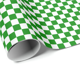 Medium Green and White Checks Wrapping Paper