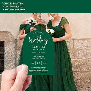 Medium Green Arch Acrylic Wedding Invites Modern Invitations