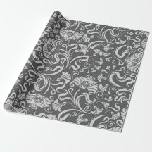 Medium Grey and Silver Hues Botanical Damask