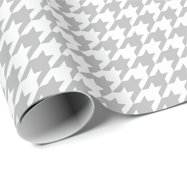 Medium Grey and White Houndstooth Wrapping Paper (Roll Corner)