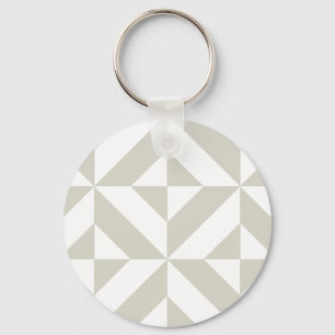 Medium Grey Geometric Deco Cube Pattern Key Ring