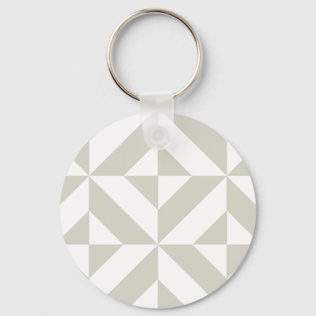 Medium Grey Geometric Deco Cube Pattern Key Ring (Front)