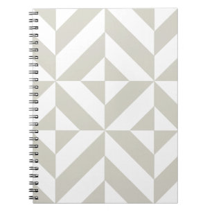 Medium Grey Geometric Deco Cube Pattern Notebook