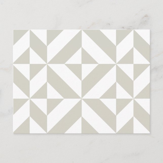 Medium Grey Geometric Deco Cube Pattern Postcard (Front)