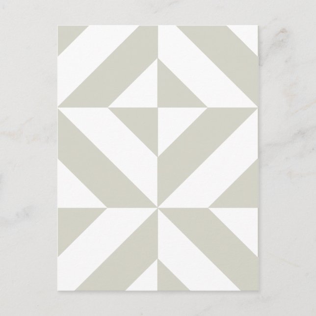 Medium Grey Geometric Deco Cube Pattern Postcard (Front)