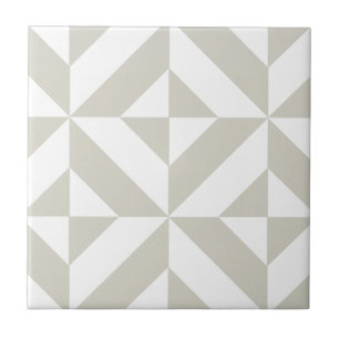 Medium Grey Geometric Deco Cube Pattern Tile