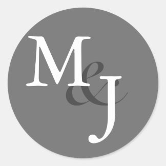 Medium Grey Monogrammed Wedding Envelope Seals