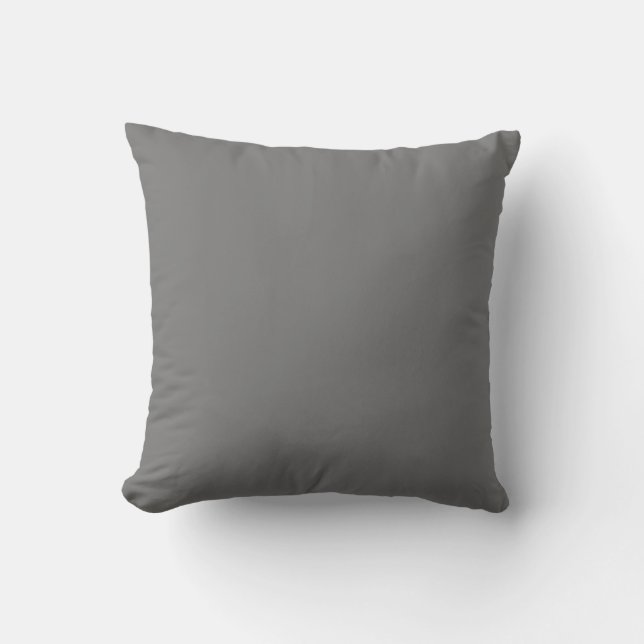 Medium Grey Solid Colour Throw Pillow (Front)