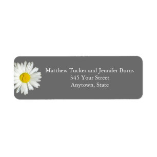Medium Grey White Daisy Envelope Address Labels