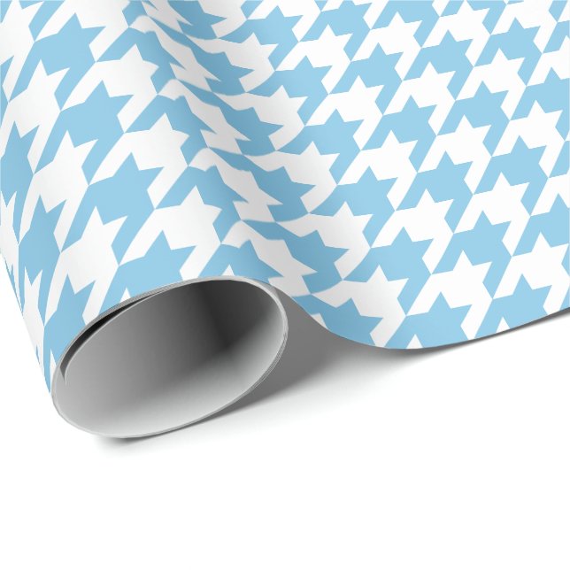 Medium Light Blue and White Houndstooth Wrapping Paper (Roll Corner)