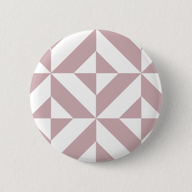 Medium Mauve Geometric Deco Cube Pattern 6 Cm Round Badge (Front)