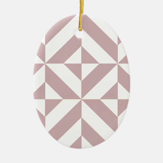 Medium Mauve Geometric Deco Cube Pattern Ceramic Tree Decoration (Front)