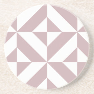 Medium Mauve Geometric Deco Cube Pattern Coaster