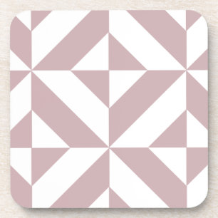 Medium Mauve Geometric Deco Cube Pattern Coaster
