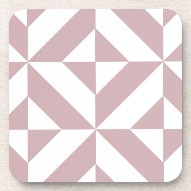 Medium Mauve Geometric Deco Cube Pattern Coaster (Front)