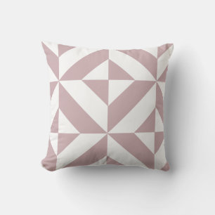 Medium Mauve Geometric Deco Cube Pattern Cushion