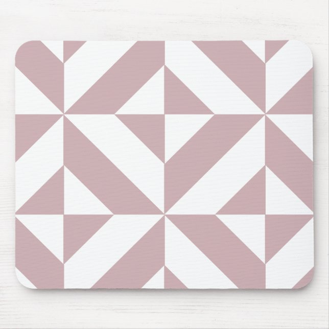 Medium Mauve Geometric Deco Cube Pattern Mouse Mat (Front)