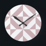 Medium Mauve Geometric Deco Cube Pattern Round Clock<br><div class="desc">This abstract,  geometric cubed pattern will add vibrance and classic flair to any home or office decor. Always ready for you to personalise with your name and/or your loved one's name,  as well.</div>
