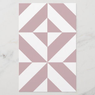 Medium Mauve Geometric Deco Cube Pattern Stationery