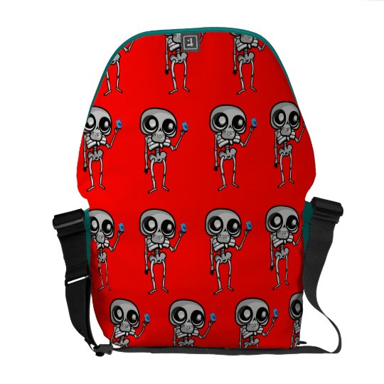 Medium Messenger Bag Outside Print with skeleton
