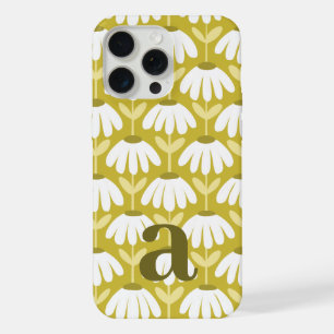 Medium Monogram Letter Dark Gold Vintage Floral iPhone 15 Pro Max Case