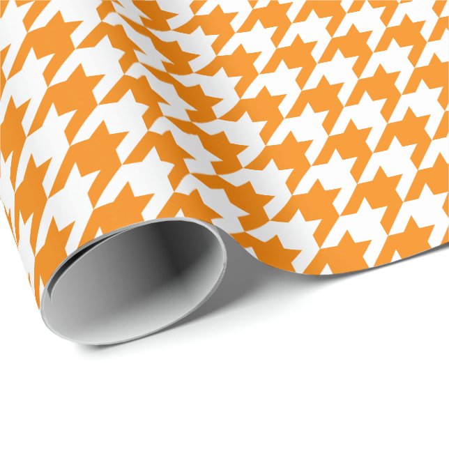 Medium Orange and White Houndstooth Wrapping Paper (Roll Corner)
