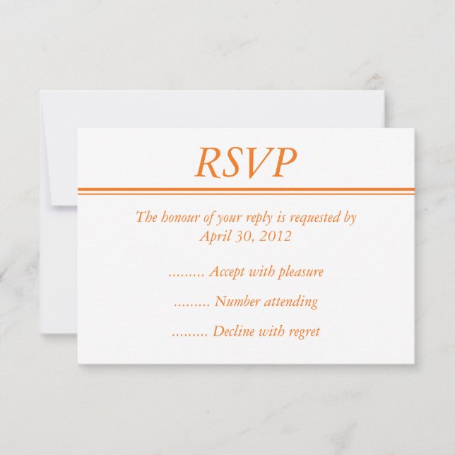 Medium Orange RSVP, Reply or Response Card (Front)