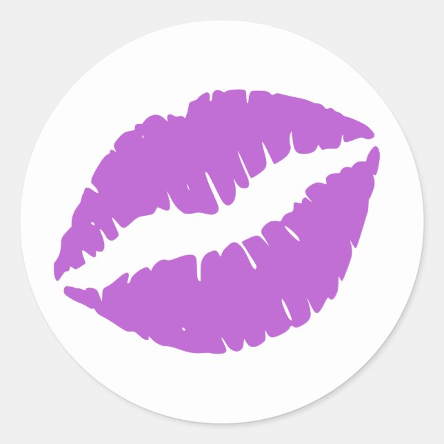 Medium Orchid Lipstick Print Classic Round Sticker (Front)