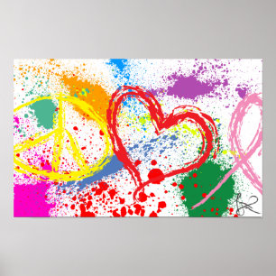 "medium" Peace Love Hope Paint Splatter Poster