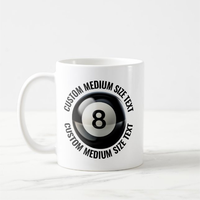 Medium Personalised Text Poll 8 Ball 11oz. Custom Coffee Mug (Left)
