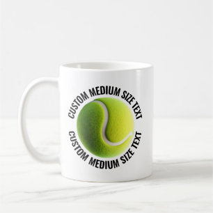 Medium Personalised Text Tennis Ball  11oz. Custom Coffee Mug