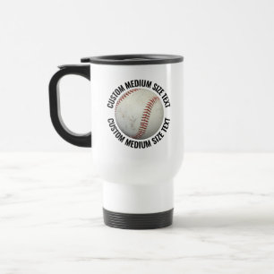Medium Personalised Text White Custom Baseball Travel Mug