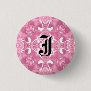 Medium Pink Kaleidoscope Pattern #2 Monogram 3 Cm Round Badge