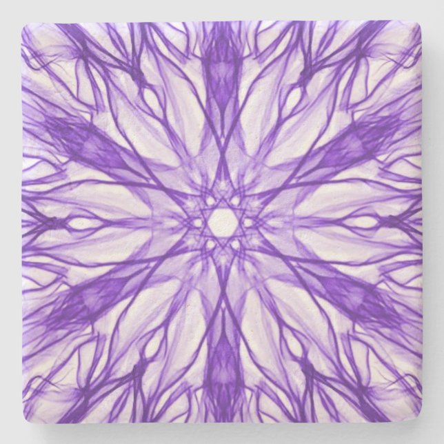 Medium Purple Fractal Stone Coaster (Front)