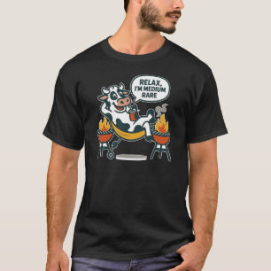 Medium Rare Cow BBQ Humor Design T-Shirt