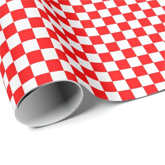 Medium Red and White Checks Wrapping Paper (Roll Corner)