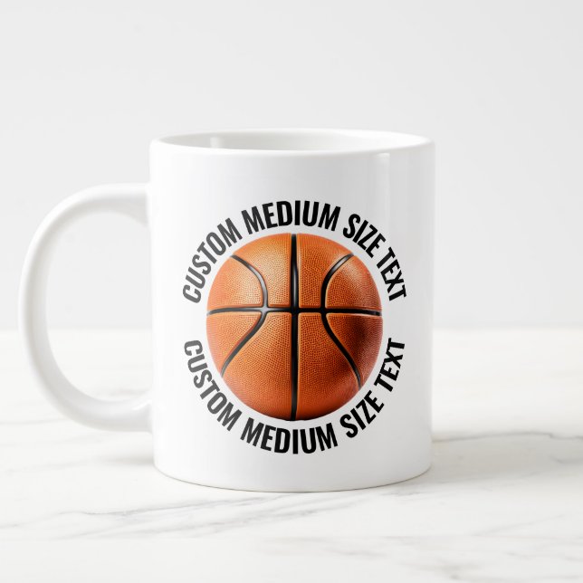 Medium Size Personalised Text Basketball Custom Large Coffee Mug (Left)