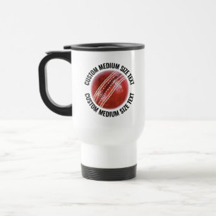 Medium Size Personalised Text White Custom Cricket Travel Mug