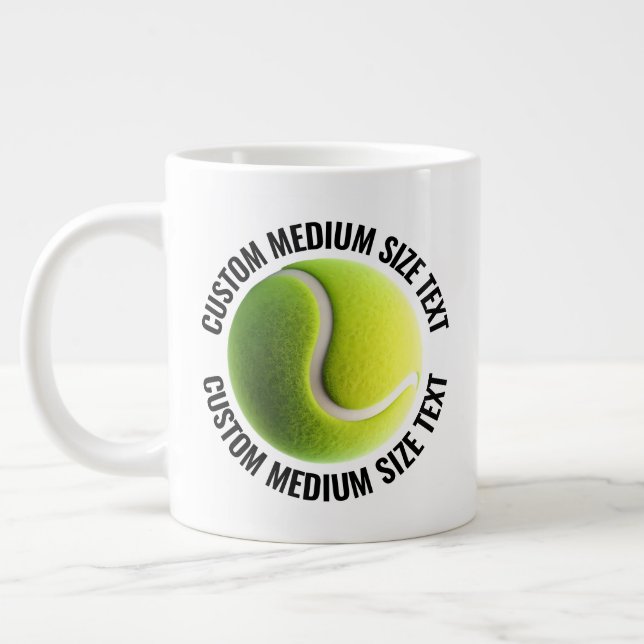 Medium Size Personalized Text Tennis Ball Custom Large Coffee Mug (Left)
