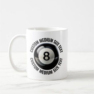 Medium Size Text 11oz Personalised 8 Ball Mug