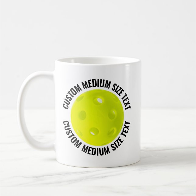 Medium Size Text 11oz Personalised Pickleball Mug (Left)