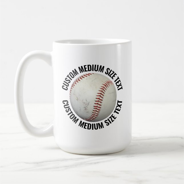 Medium Size Text 15oz Personalised Baseball Mug (Left)