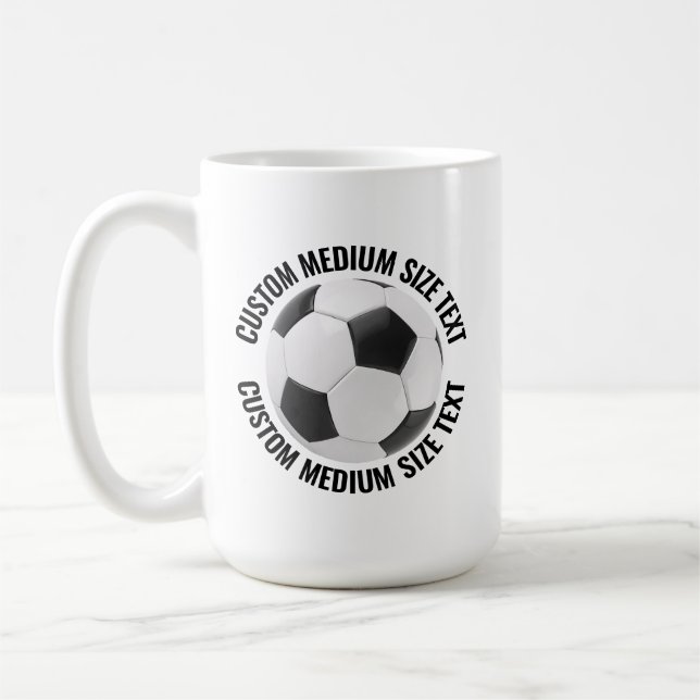 Medium Size Text 15oz Personalised Soccer Mug (Left)