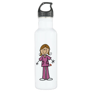 Medium Skin Stick Figure Female Nurse 710 Ml Water Bottle