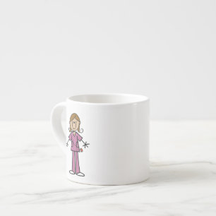 Medium Skin Stick Figure Female Nurse Espresso Cup