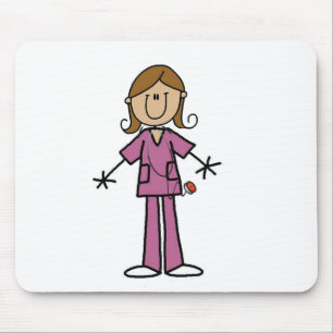 Medium Skin Stick Figure Female Nurse Mouse Mat