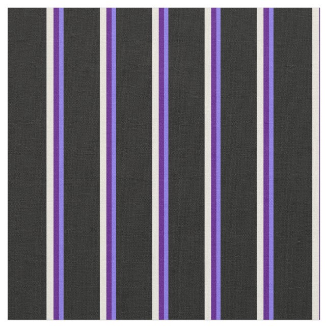 Medium Slate Blue, Indigo, Beige & Black Stripes Fabric (Close Up)