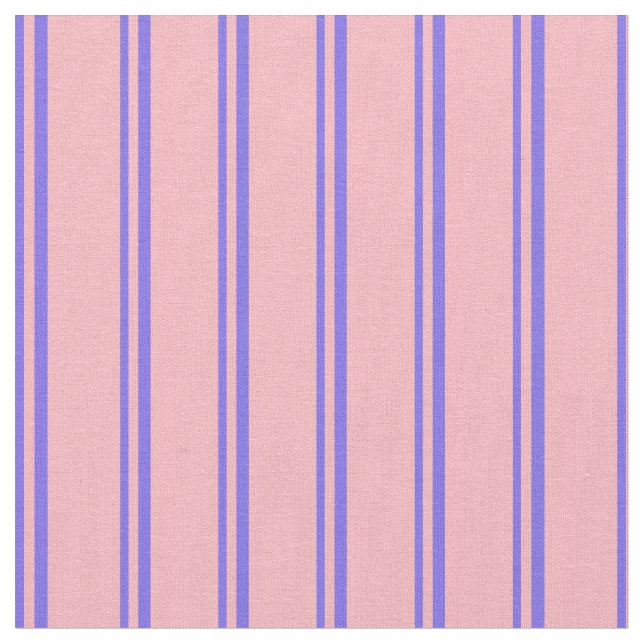 Medium Slate Blue & Light Pink Lines Fabric (Close Up)